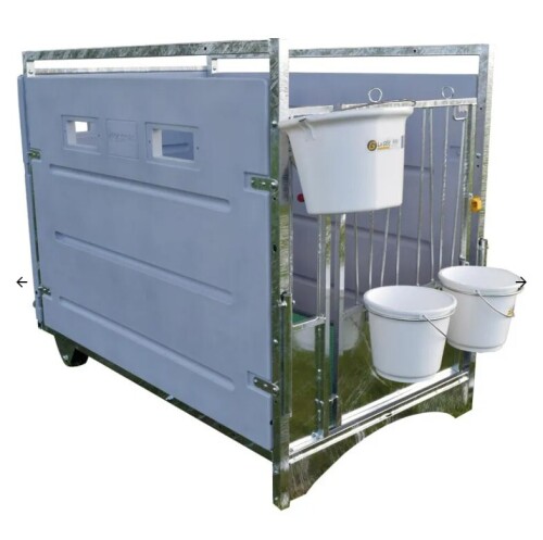 Box &agrave; veau roulant HYGIENE PRO+caillebot Tubulaire